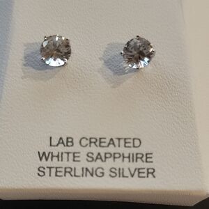 Sterling Silver Lab Created White Sapphire Earrings